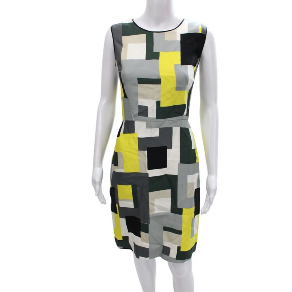 Kate Spade New York Women Sheath Dress Beige Sleeveless Geometric Size 12